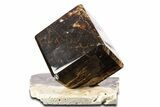 Swirling Polished Chocolate Calcite Cube With Base #342374-1